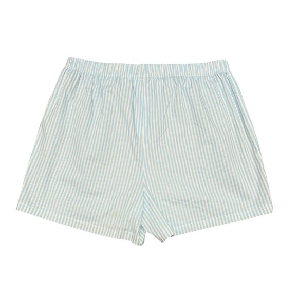 Light Blue & White Striped Cotton Lounge Shorts - Picture 2 of 4